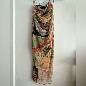 Tropical Mesh Midi Dress - Urban Outfitters, sz S